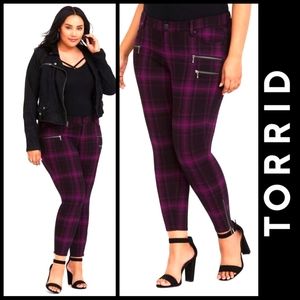 Torrid Berry Plaid Ponte Stretch Ankle Skinny Pants